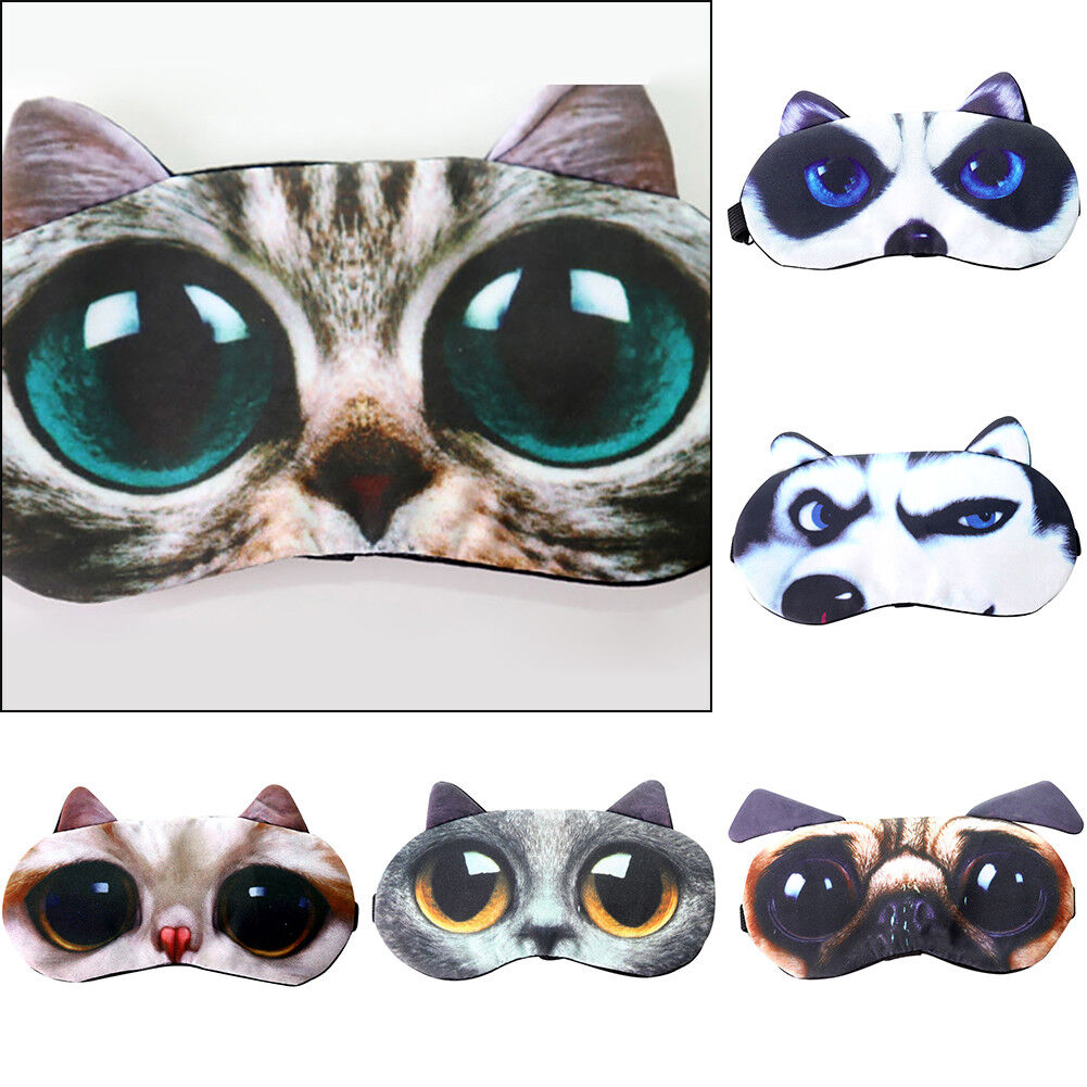 3D Dog Cat Eye Mask Travel Sleep Masks Blindfold Sleeping Aid Adult Kids GL  AU