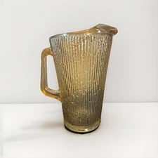 Jeanette Carnival Glass Iridescent Marigold Tree Bark Rain Vintage Pitcher