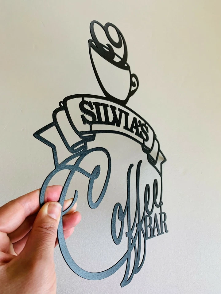 Placa de nome personalizada de metal para barra de café arte de parede decoração de cozinha  - Imagem 4 de 4