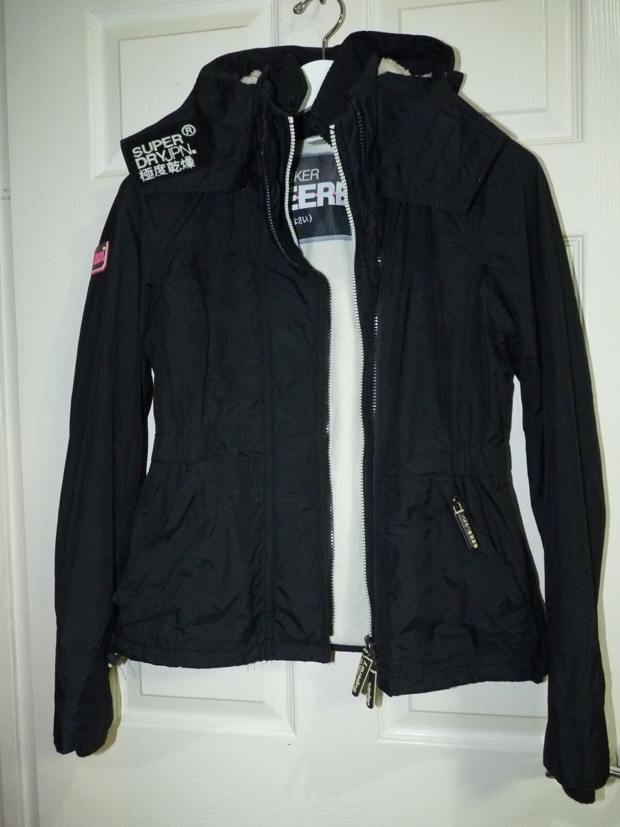 SUPERDRY The Wind Attacker Fleece Lined Jacket size Small Black/White/Pink