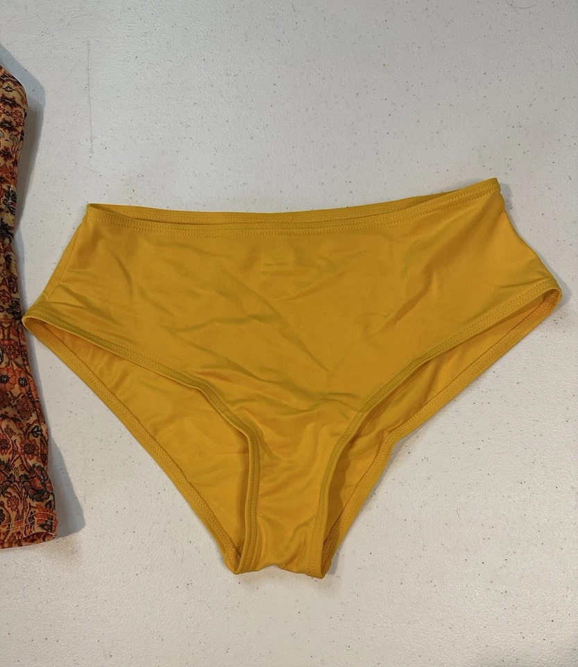 Tankini Cobertura Completa Naranja/Amarillo Pequeño 2 Piezas Floral Paisley Top Sujetador Estante Foto 2 de 4
