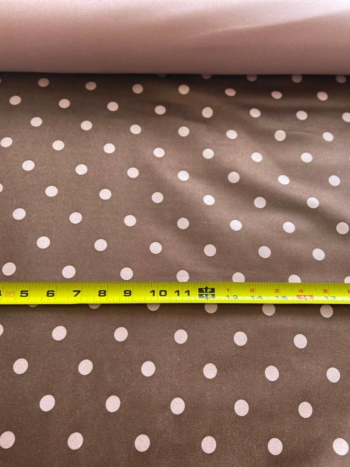 Brown with Pink Polka Dot Faux Suede Fabric BY THE YARD Newport Textiles - Image 2 of 4