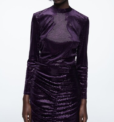 zara festive days purple dress Selah Flora Glitter Mesh Dress with Sleeves main image 0