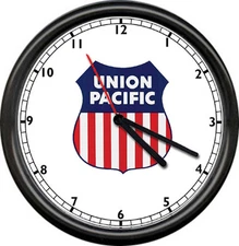 Union Pacific  Lines Railroad Train Conductor Advertising Retro Sign Wall Clock