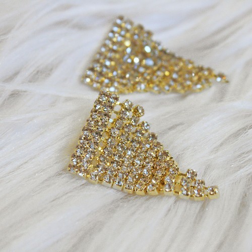 Sheila Fajl Josephine Chandelier Dangle Earrings in CZ and Gold Plated - Picture 2 of 9