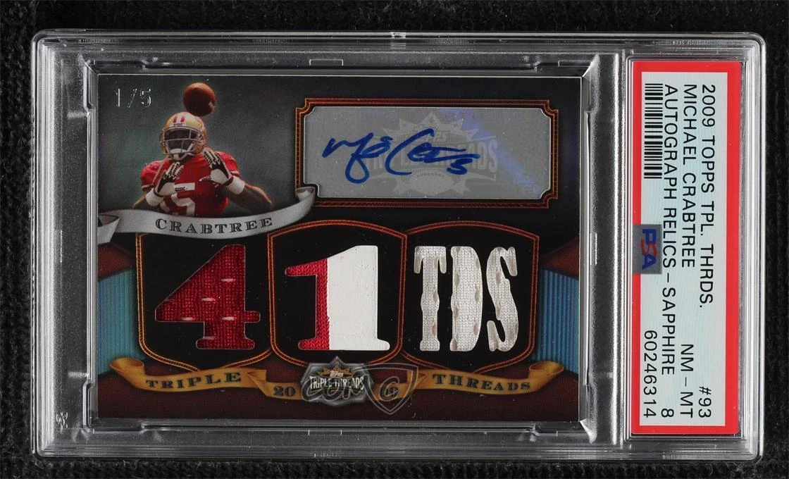 Michael Crabtree Topps Triple Threads Autograph Relics #93 Sapphire
