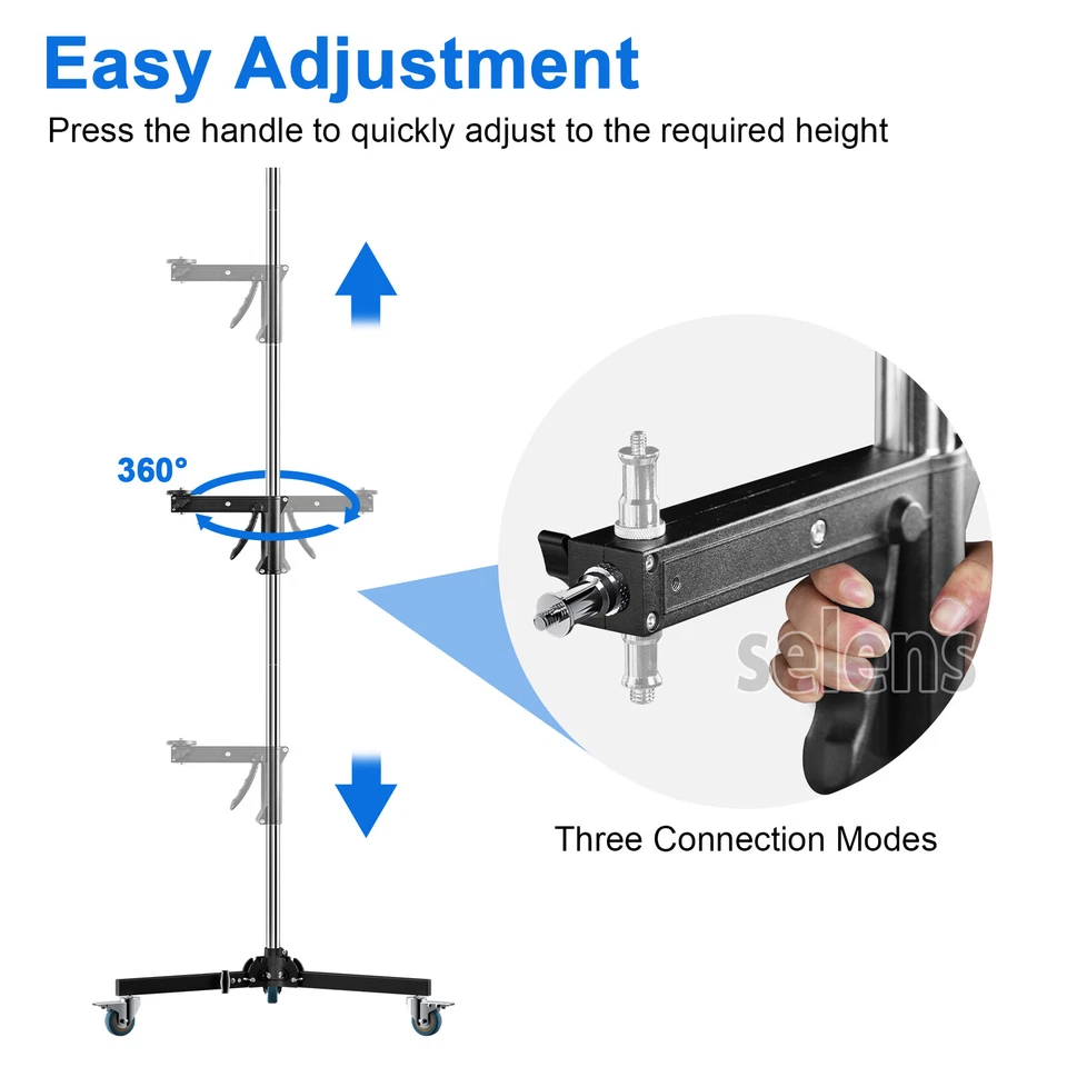 Selens 8 pies Ruedas Resistente Soporte Ligero Trípode Estudio Fotografía Pistola Empuñadura Foto 4 de 4