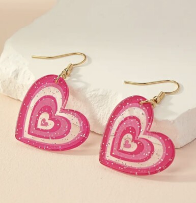 Acrylic Valentine Heart Earrings