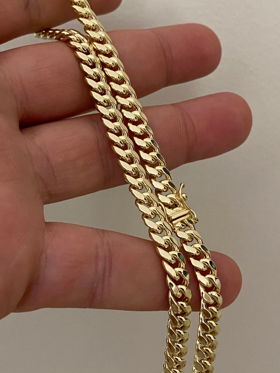 14K Solid Yellow Gold Miami Cuban Link Chain Box Lock Necklace