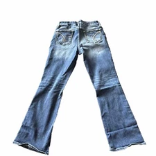 Vigoss Jeans Womens Sz 8 Blue Bootcut Mid Rise Pockets Logo Dark Wash Denim