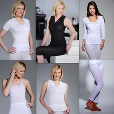 Ladies Thermal Underwear-Vest, Short /Long Sleeved, Long John- White & Black New