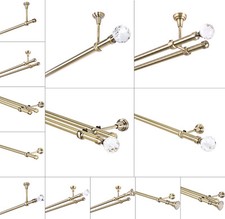 Gardinenstange 19mm 1 läufig 2 läufig Decke Wand Antik Gold 120-600cm Auswahl