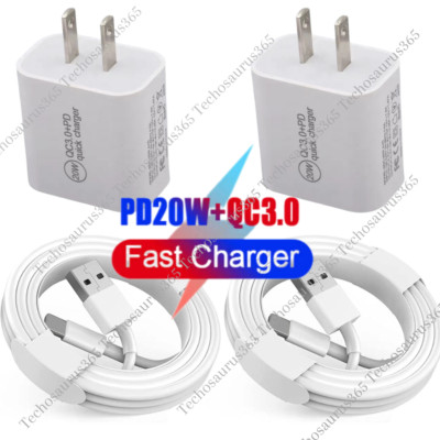 20W Fast Wall Charger PD Power Adapter USB Cable For iPhone 14/13/12/11 Pro Max