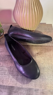 London Fog Women s Baden Black Faux Leather Flats Size 9 W Slip On Rounded Toe