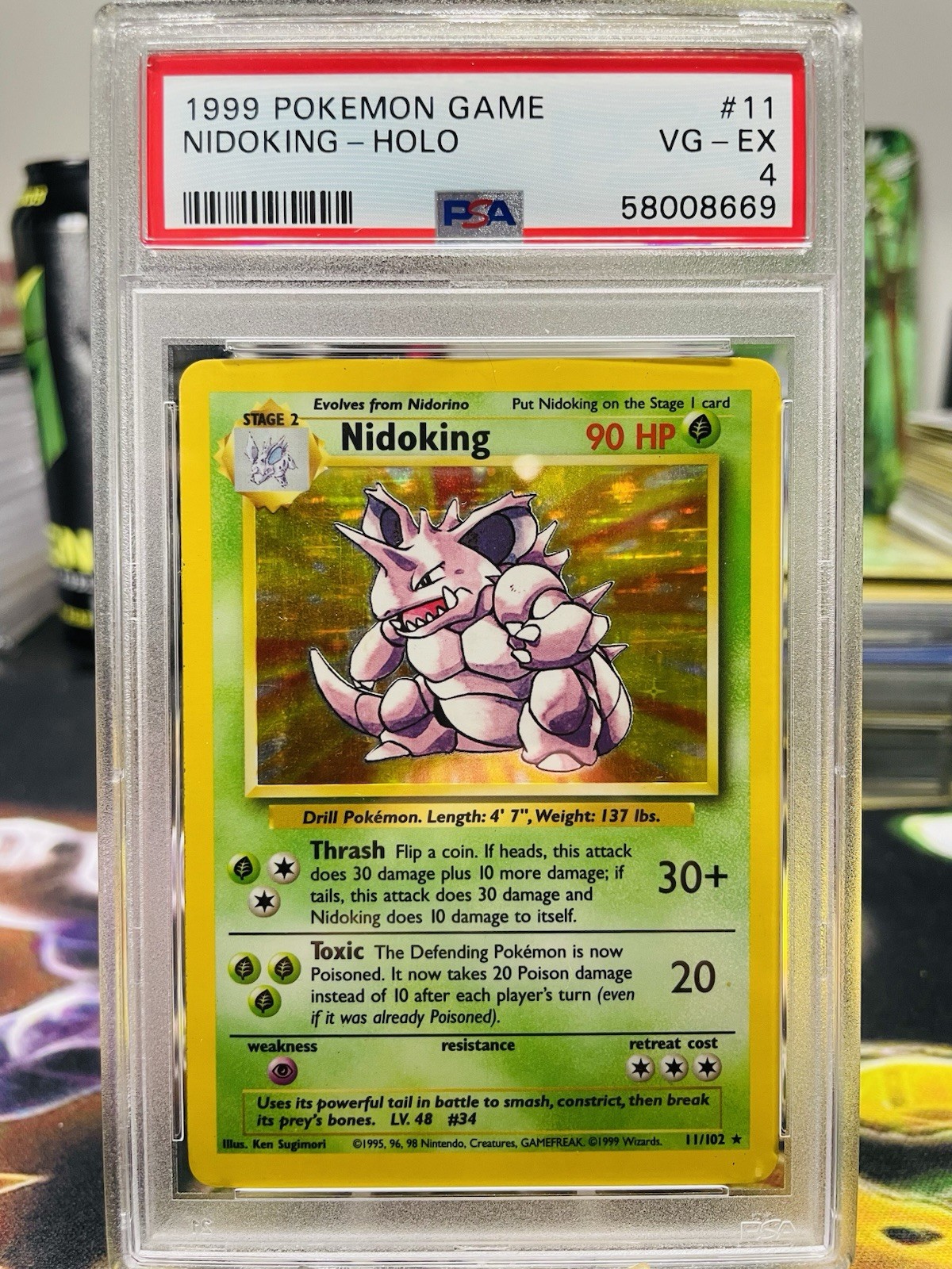 PSA 4 Nidoking 11/102 1999 Base Set Holo Rare Pokemon Card