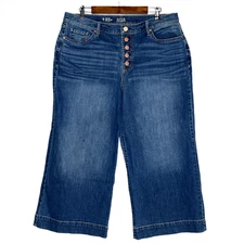 a. n. a womens high rise wide leg crop jeans size 18 stretch button fly med wash