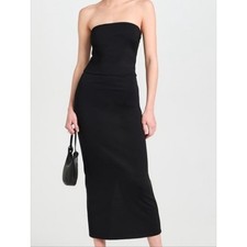 Staud Cortona Strapless Tube Bodycon Midi Little Black Dress Cocktail Size Small