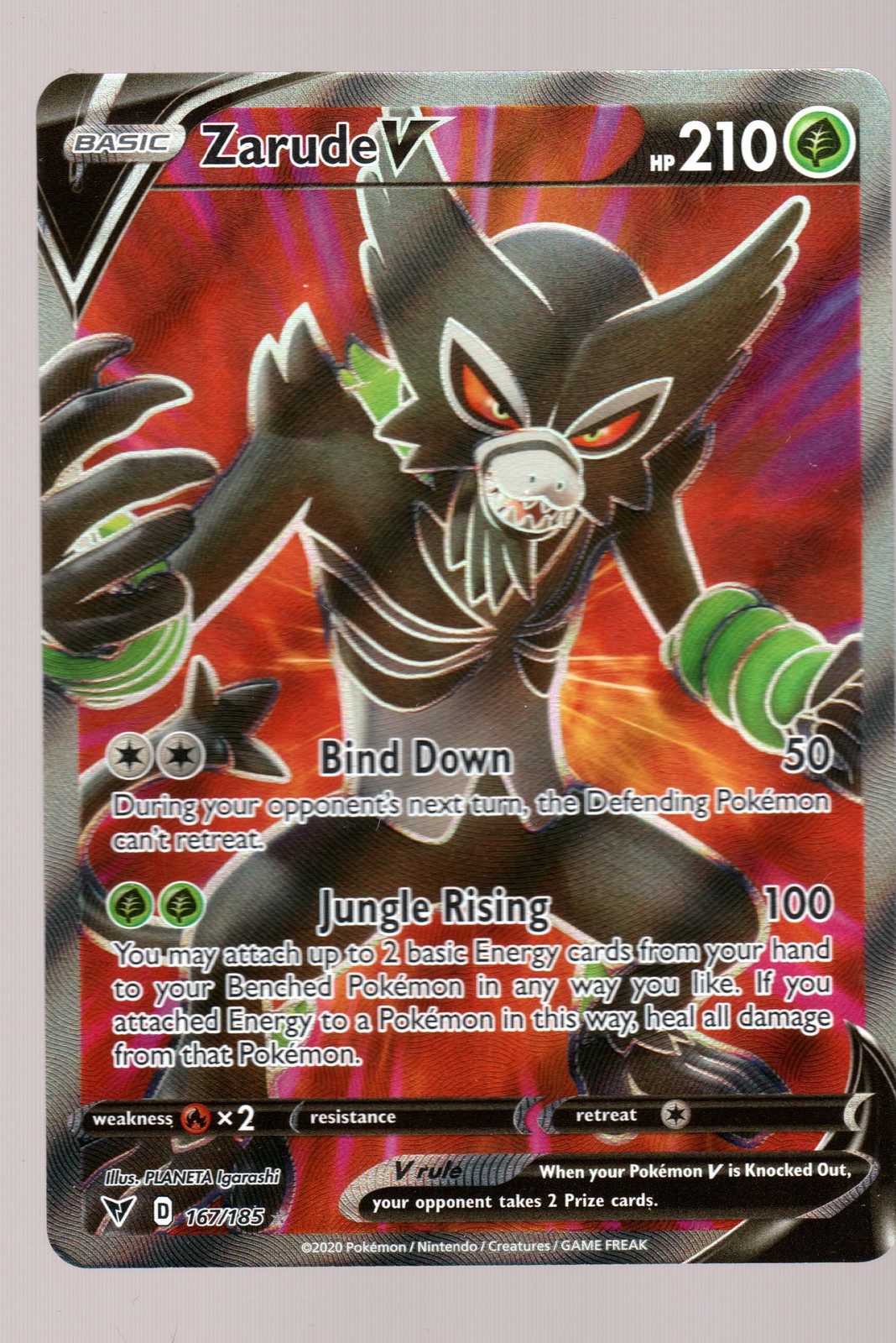 Pokemon Zarude V (Full Art) SWSH04: Vivid Voltage #167/185 NM