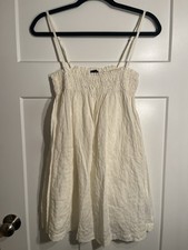 Urban Outfitters Women XS Cream Smocked Knee Length Sundress Boho Strappy