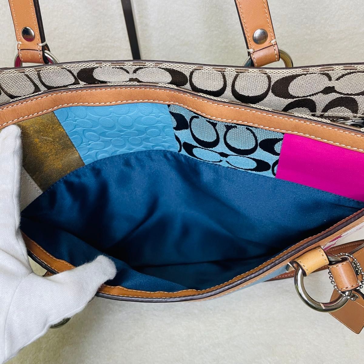 COACH Patchwork Tote Bag Signature Multicolor Can… - image 10