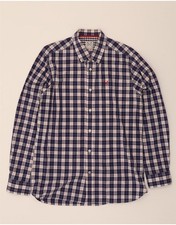 CREW CLOTHING Mens Tailored Fit Shirt Medium Blue Check Cotton Classic DL30