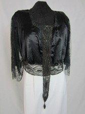  True Antique Blouse Edwardian Ladies Silk and Lace Beaded Top - Titanic Era