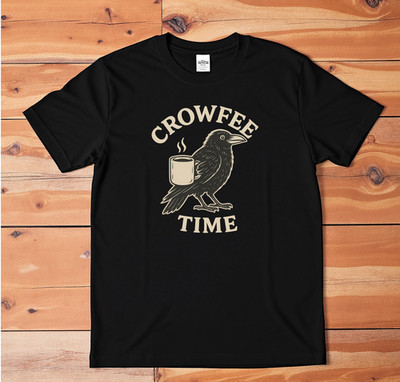 Crowfee Time T-Shirt Funny Crow Coffee Pun Graphic Tee Bird Lover Gift