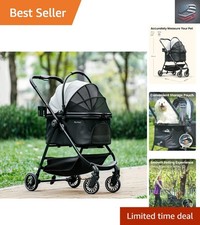 Luxury Pet Stroller for Small Dogs Cats - One-Click Foldable Design, 33 lbs