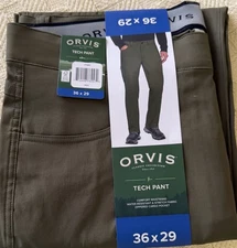 ORVIS Mens Tech Pant Water Resistant Stretch 36x29  Comfort Waist Cargo Pock
