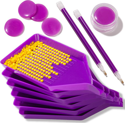 13Pcs Diamond Painting Art Accessories, V-Shaped Corner Opening Diamond Art Tray