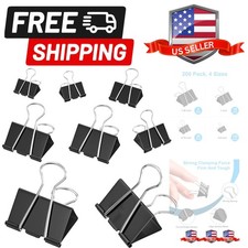 200 Count Binder Clips Assorted Sizes, 4 Sizes Large, Medium, Small, Mini, Me...