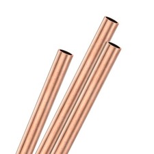 3-Pack Copper Round Tube, 10mm OD 1mm Thick 200mm Length Straight Pipe Tubing
