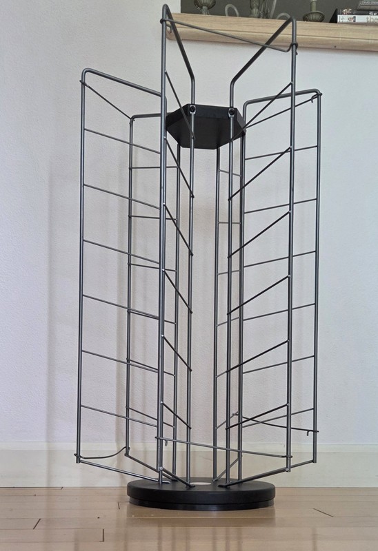 Atlantic Wire Spinner Rack Steel Wood 2005 Used Holds 105 DVD or 147 CD