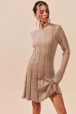 SO ME Ribbed Long Sleeve Mini Sweater Dress