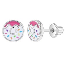 Sprinkles Donut Kids / Children's / Girls Earrings Screw Back - Sterling Silver