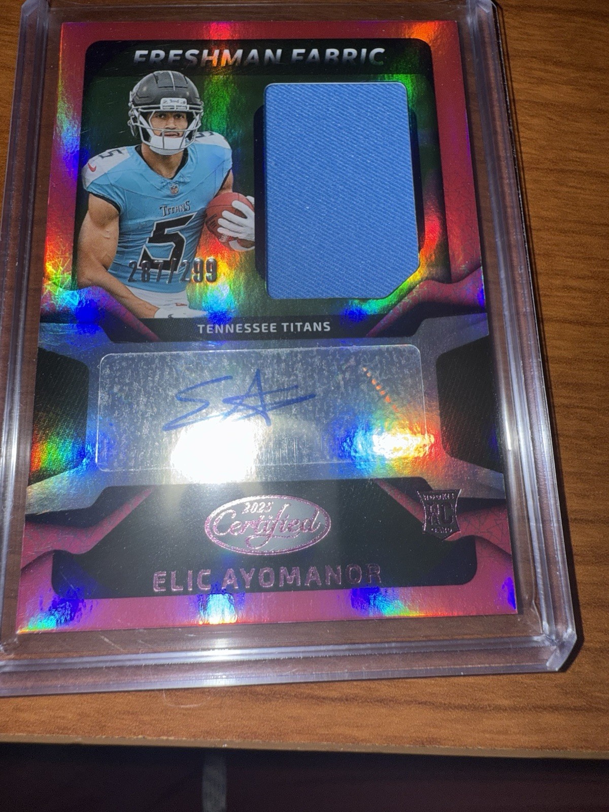 2025 Panini Certified Elic Ayomanor Freshman Fabrics RC Auto pink /299 rpa