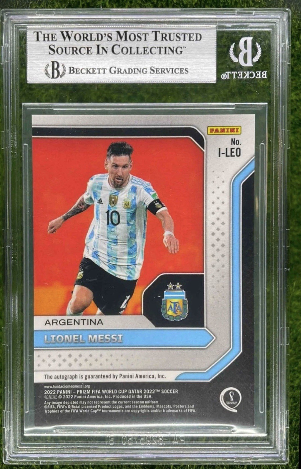 2022 Panini Prizm World Cup #I-LEO Lionel Messi Auto Argentina BGS Authentic view 2