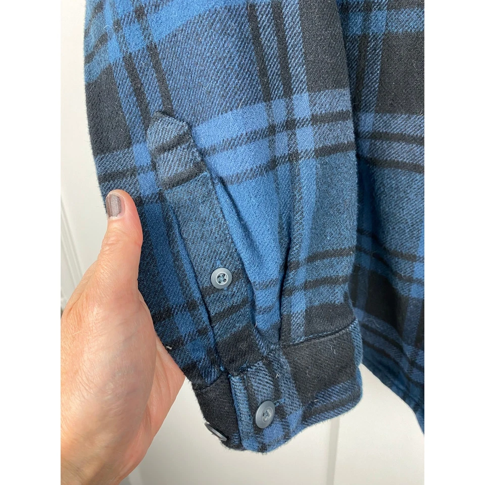 Camisa con botones Mountain Hardwear para hombre M azul negro a cuadros 100 % algodón orgánico Foto 2 de 4