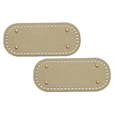 2Pcs 3.9"x8.7" Oval Leather Crochet Bag Bottom with Holes, Golden