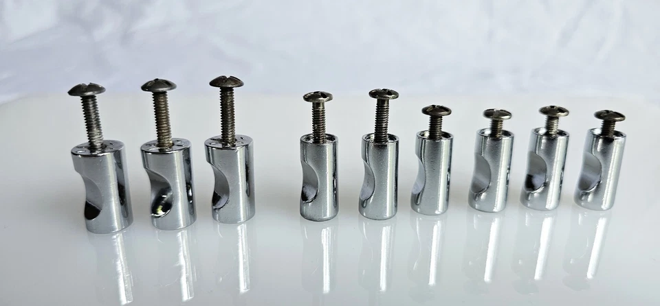 JUEGO DE 9 TIRADORES DE CAJÓN MCM VINTAGE - METAL CROMADO - ORIGINALES - AÑOS 60 HECHO EN ITALIA Foto 4 de 4