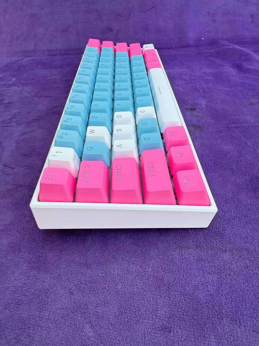Anne Pro 2 60% Mechanical Gaming White Keyboard, Blue and Pink