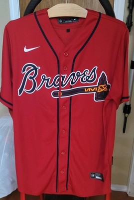 ATLANTA BRAVES ALTERNATE RED NIKE JERSEY SIZE MEDIUM