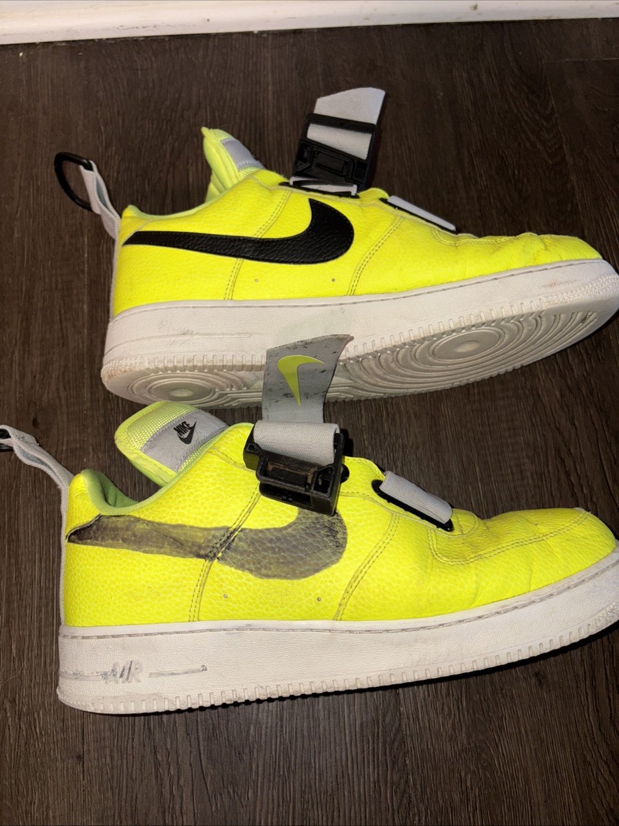 NIKE AIR FORCE 1 UTILITY VOLT WHITE BLACK AO1531-700 sz 11.5 Fair