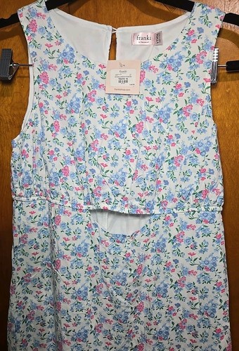 New Franki by Francesca’s Youth Girls Floral Cutout Dress Sz16 Blue Pink Flower - Picture 2 of 5