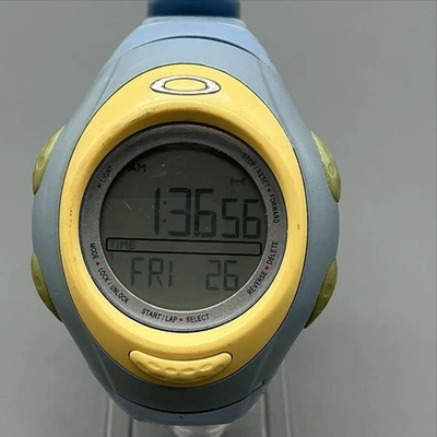 Oakley D5 Mens Watch 39mm Digital Blue Yellow Chronograph Sport New Battery Sport Chronograph Watch Oakley With Blue Dial – Futuristic  main image 2