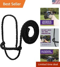 Durable Black Sheep  Goat Rope Halter with 4ft Lead - Easy Handling Solution