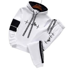 Mens Tracksuit Hooded Sweatshirt Tops Pants Jogging Casual Pullover GYM S-3XL