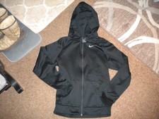 Nike Dri-FIT Women  s Black Full Zip Hoodie Jacket SZ. S Swoosh Logo Activewear