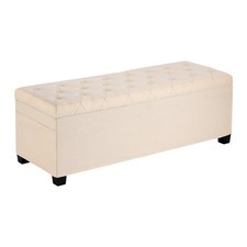 VEVOR Panca Contenitore con Pouf Trapuntata Bottoni Struttura in Metallo Beige