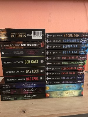Wunderschöne Büchersammlung J.R. Ward, Richard Laymon, Amanda Hocking,Sam Bourne